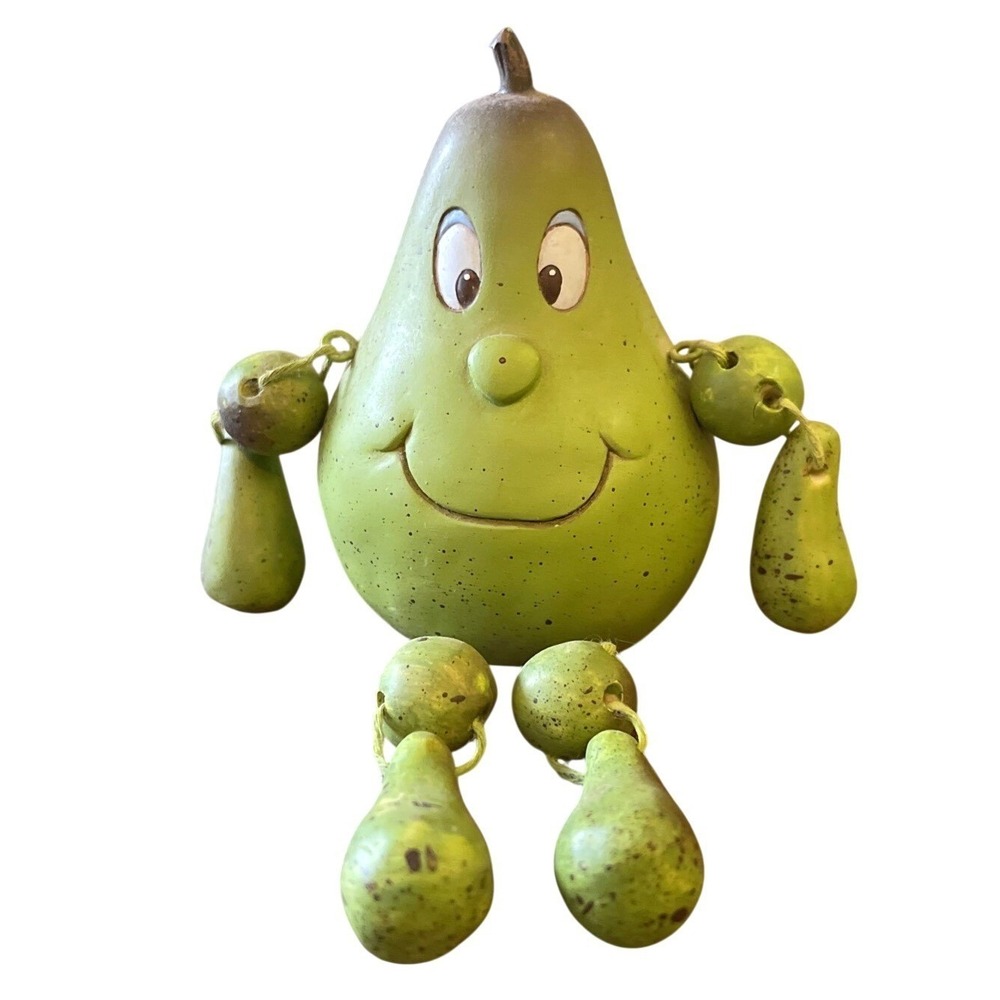 Shelf‎ Sitter Fruit Anthropomorphic Smiling Face Resin kitschy 80's 90s Pear